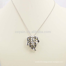 Shiny Silver Hollow Alloy Metal Leaf Necklace